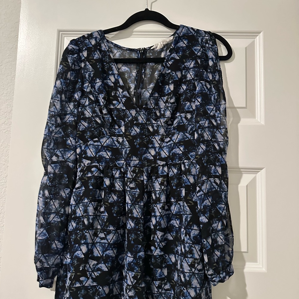 BCBGeneration Blue and Black Patterned Dress
